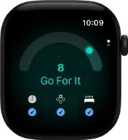 Apple Watch Series 12, aluminium case, black colour, readiness score of 8, right side exterior, Digital Crown