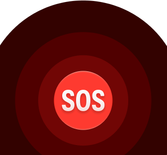 Emergency SOS icon, nested red circles with a white SOS in the middle