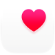 Health app icon, a pink heart in a white box