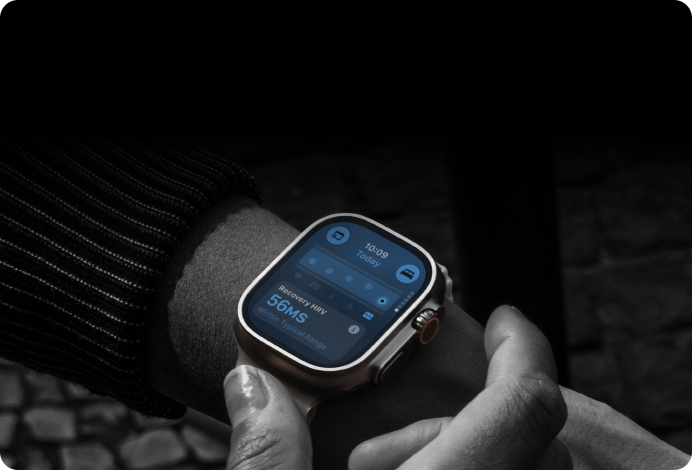 Person wearing Apple Watch Ultra 4 on wrist, Daytime Vitals slightly off