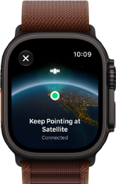 Apple Watch Ultra 4, titanium case, black colour, satellite connection, right side exterior, Digital Crown, raised side button, Alpine Loop strap, burgundy colour