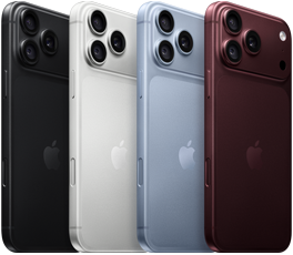 iPhone 18 Pro devices in a row, back exterior, all four colours: Burgundy, Glacier, Silver, Black, Pro Fusion camera system in top left corner, 3 lenses, microphone, flash