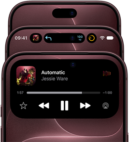 3 iPhone 18 Pro devices in Burgundy fanned out to show Dynamic Island in different modes: off, minimised, maximised