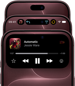 3 iPhone 18 Pro devices in Burgundy fanned out to show Dynamic Island in different modes: off, minimised, maximised