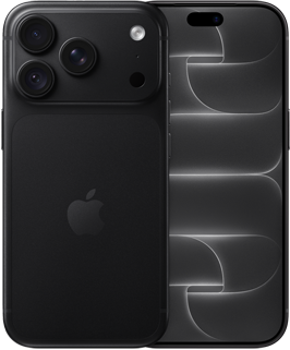 iPhone 18 Pro, back exterior, black colour, Pro Fusion camera system at top, Apple logo in centre, front exterior, all-screen design