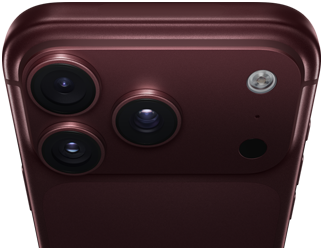 iPhone 18 Pro Max, burgundy colour (dark red), back exterior, Pro Fusion camera system at top, 3 lenses, variable aperture blades partially closed, flash, microphone and LiDAR scanner, top exterior, mobile antenna, flat sides, rounded edges