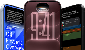 3 iPhone 18 Pro devices, in Glacier, Burgundy, Black displaying examples of AI: Banking, Siri AI, Message Summary