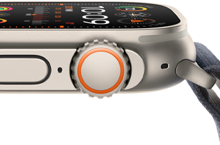 Apple Watch Ultra 2 showing rugged titanium case, flat display, digital crown and side button-a