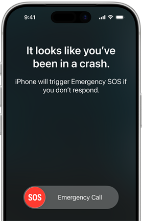 iPhone 17 Pro, front, screen shows connection to satellite
